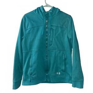 Under Armour Teal Full Zip Hoodie Womens L Activewear Athletic Running Jacket